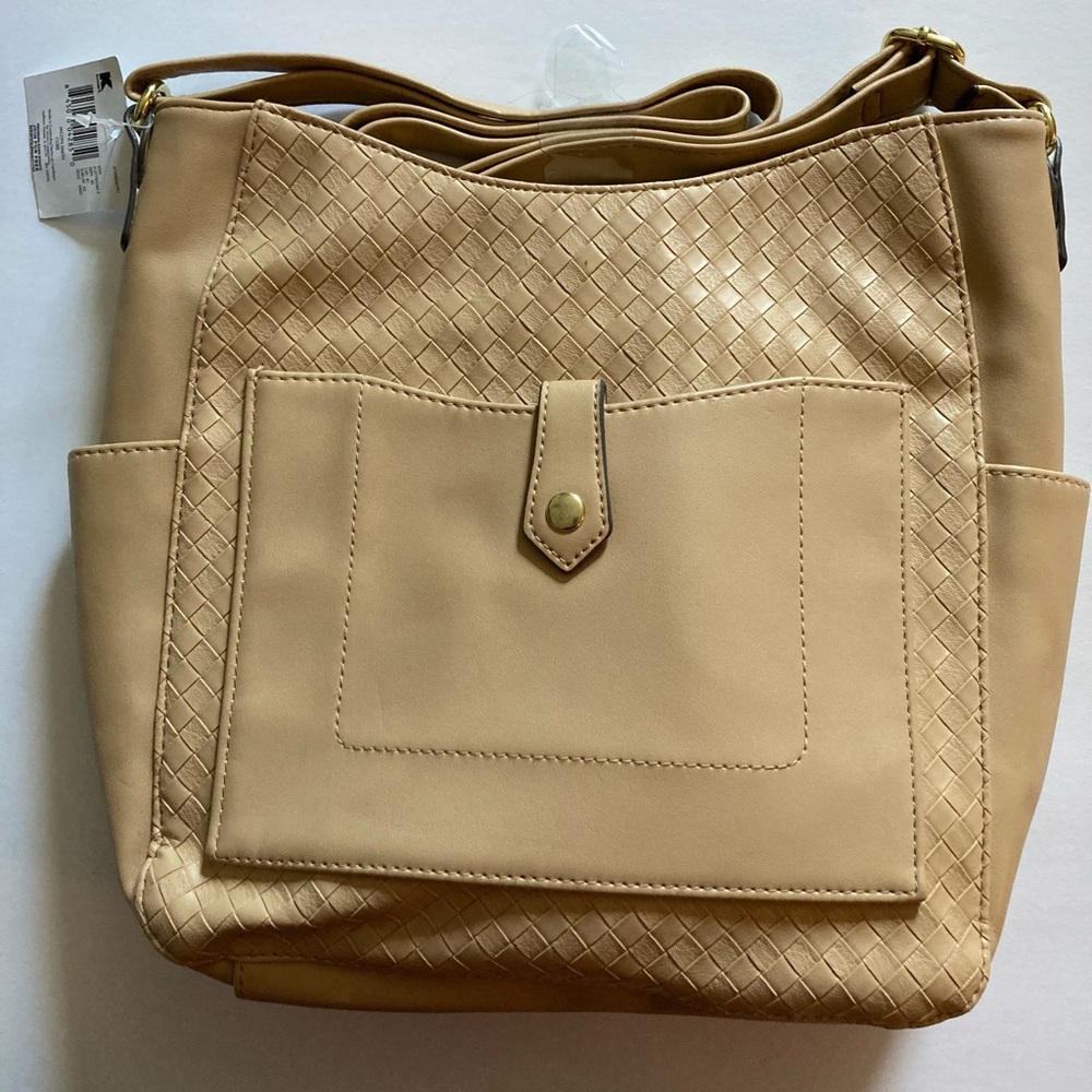 Women’s Beige Side Pocket Bucket Bag
NWT